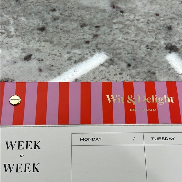 Wit & Delight- Anthropology Weekly Planner with Pink Stripes - Picture 7 of 7